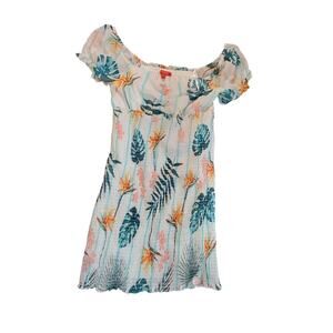 Guess Kylie Smock Dress Birds of Paradise Floral NWT Women's Large